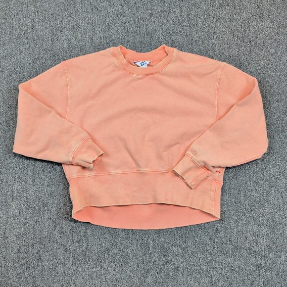JoyLab Tops - JoyLab Modern Acid Wash Cropped Sweatshirt XS Peach Cotton Activewear Athleisure